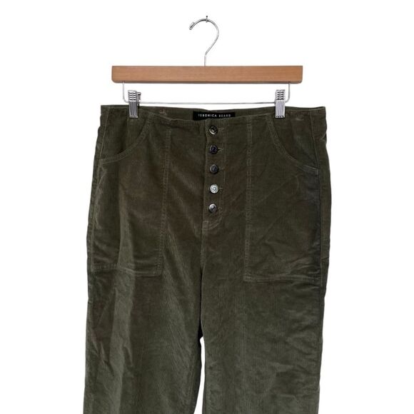 NWT Veronica Beard | Crosbie Crop Green Clover Corduroy Wide Crop Leg Pant 31/12 - Picture 5 of 11